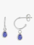 Auree Hampton Sapphire Drop Mini Hoop Earrings, Silver/Blue