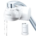 BRITA ON TAP V Système de filtre à eau, comprend 1 cartouche : eau durable et de bon goût directement du robinet, réduit les microparticules, PFAS, métaux et substances qui affectent le goût.