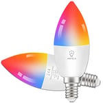 ANTELA Ampoule Connectée WiFi LED E14 Ampoule Intelligente Compatible avec Alexa et Google Home, Télécommande, Commande Vocale, Couleur Dimmable, Aucun Concentrateur Requis, 2 PCS