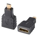 J&D Micro HDMI to HDMI Adapter (2 Pack), Gold Plated HDMI Female to Micro HDMI Male Adapter Converter Compatible with Smartphone Camera