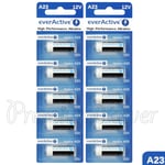 10 X everActive A23 Piles Alcalines 12V MN21 8LR932 Remote Alarmes Grande Valeur