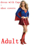 Vuxna Barn Superhjälte Cosplay Kostymer Super Girls Klänning Skoöverdrag Kostym Superwoman Klänning Kvinna Super Hero Halloween Kläder Adult full set XXL