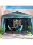 3 X 3M Pop Up Gazebo With 3 Piece Side Panels, Steel Frame, Showerproof Roof