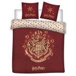 Harry Potter - Parure de lit double réversible Hogwarts - Rouge et Blanc - 220 cm x 240 cm