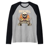 Rock And Roll Never Die Vintage Retro Rock&Roll Rock Concert Raglan Baseball Tee