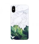 Coque Iphone X Marbre blanc jungle tropical