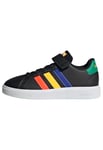 adidas Grand Elastic Lace and Top Strap Shoes Basket, Core Black/Lucid Blue/Court Green, 38 2/3 EU