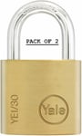 PADLOCKS/ OUTDOOR 2 x YALE SECURITY STEEL SHACKLE Y110/30mm - SOLID BRASS - NEW