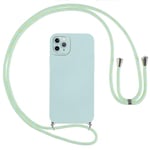 Vauki Coque pour iPhone 11 Pro Max avec Cordon, Etui avec Collier - Tour de Cou Lanière en Corde - Silicone Housse avec Réglable Chaine pour iPhone 11 Pro Max, Bandouliere - Bleu