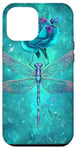 Coque pour iPhone 12 Pro Max Jolie rose turquoise et libellule avec étoiles libellules