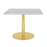 Gubi - Gubi 1. Lounge Table, Bredd: 60 cm, Skiva: Marmor - Marrone Emperador, Bas: Mässing, Storlek: 60 x 60 cm, Skiva: Marmor - Marrone Emperador, Underrede: Mässing - Sidebord - Hvit - Glass/Metall