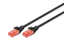 DIGITUS CAT 6 U-UTP Patch Cable, 2m, Network LAN DSL Ethernet Cable, LSZH, Copper, AWG 26/7, Black