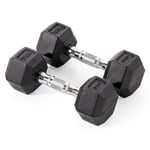 York Fitness 2 x 5kg Rubber Hex Dumbbells