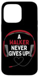 Coque pour iPhone 14 Pro Max Casque personnalisé avec citation de jeu « A Walker Never Gives Up »