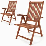 Set de 2 ou 4 chaises pliantes Vanamo en bois d''eucalyptus Chaise de jardin pliable extérieur Set de 2