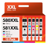 HALLOLUX 10-Pack CLI-581XXL (C/M/Y/BK) PGI-580XXL Ink Cartridges Multipack Compatible for Canon 580 581 XXL for PIXMA TS705 TS8250 TS8150 TS8350 TS6350 TR8550 TS6150 TS6250 TS6151 TR7550