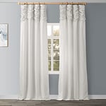 HPD Half Price Drapes PDCH-KBS2-108-RU Rideau froncé Vintage texturé Imitation Soie Dupioni (1 Panneau), 50 x 108, Blanc cassé