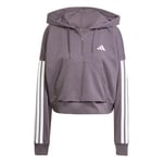 adidas Femme Essentials 3-Stripes French Terry Quarter-Zip Hoodie, Grey Strata/White, S