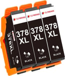 378 Xl Cartouches D'Encre Noir Compatibles Avec 378Xl Multipack Pour Expression Photo Xp-8500 Xp-8505 Xp-8600 Xp-8605 Xp-8606 Xp-8700 Xp8500 Xp8505 Xp8600 Xp8605 Xp8606 Xp8700, 3-Noire[Q1882]