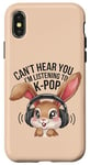 iPhone X/XS Can't Hear You K-Pop Fan Headphones Bunny Rabbit music Fun Case