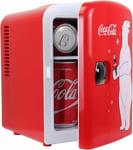 Coca Cola Mini Fridge for Bedrooms 4L Small Fridge 6 Can Table Top Fridge Quiet