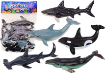 Leantoys Figurer Av De Största Havsdjuren Orca Whale Shark 6St