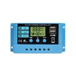 30A Laddningsregulator 12V/24V Intelligent Solpanel Laddningsregulator med LCD-display och 5V/2A USB-port Lämplig för Olika Typer av Batterier E