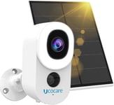 4MP Camera Solaire, Camera Surveillance WiFi Exterieure sans Fil Solaire, Projecteurs de 400 Lumens, Vision Nocturne Couleur, Personnes Véhicule Suivi, Sirène et Alarme Lumineuse,SD/Cloud