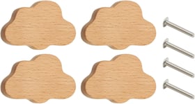 4 Pièces Boutons D'armoire En Bois Poignées de Tiroir Boutons de Tiroir En Bois Petites Poignées de Traction de Commode pour Armoire de Cuisine Placar, Nuage