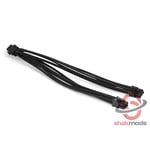 6 Pin to 2 x 6 Pin PCIE Y Splitter Sleeved Black Extension Power Cable Modding