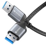 Sonero® Câble de données USB-A vers USB-A, câble de connexion, câble USB Type A, USB 3.0, 5 Go/s, gris sidéral/noir, 0,50 m