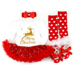 Jul 4st Toddler Baby Flicka Mina 1:a Outfits Paljetter Tutu Tyll Klänning Rosett Huvudbonad Benvärmare Sko Set Xmas Kostym Kläder Present style 2 3-6 Months