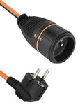 Electraline 57036A Rallonge Prolongateur 20M 3G1.5mm Femelle Français Electralock équipée d'un système de Verrouillage Qui empêche la déconnexione fiche-Prise, Noir/Orange