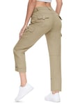 Rdruko Women Cargo Trousers Walking Cargo Trousers Summer Ladies Pants Outdoor Casual Hiking Trousers with 6 PocketsGrey Khaki3XL