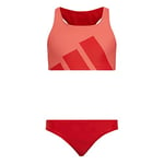 Adidas HC9649 YG MH BIKINI Swimsuit Girl's Top:semi turbo Bottom:VIVID RED S21 1314