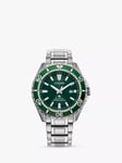 Citizen BN0199-53X Men's Promaster Eco-Drive Date Diving Bracelet Strap Watch, Silver/Green