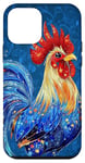 Coque pour iPhone 12 mini Coq mignon avec étoiles poules sur turquoise