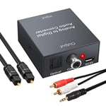 PROZOR Analog to Digital Audio Converter RCA 3.5mm to Digital Optical Coaxial Audio Adapter RCA to Optical Converter with 1m/3.2ft Optical Cable and 1.5m RCA Cable for PS3 Blu-ray Player HD DVD