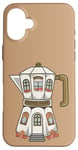 iPhone 16 Plus Coffee House in a Stovetop Espresso Maker, Cute Illustration Case