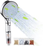 Pommeau de douche adoucisseur d'eau, pommeau de douche haute pression avec 5 modes de pulvérisation, douchette universelle avec accessoires remplaçables supplémentaires (argenté)