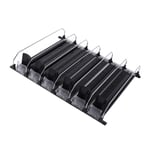 (Black)6 Rows Drink Organizer For Fridge Adjustable Width Automatic Pusher