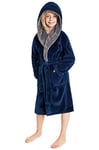 CityComfort Robe De Chambre Polaire Enfant, Peignoir Garçon Ou Fille en Pilou, Taille Enfant et Adolescent 7-14 Ans (Bleu, 9-10 ans)