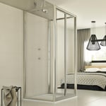 CABINE DE DOUCHE 90X80X90 CM 3 PAROIS VERRE TRANSPARENT PORTE UNIQUE PLIANTE