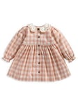 Mamas & Papas Baby Girls Gingham Embroidered Collar Dress - Pink, Pink, Size 3-6 Months