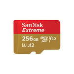 SanDisk 256Go Extreme microSDXC, carte micro sd + adaptateur SD, UHS-I, jusqu'à 190 Mo/s, micro SD carte pour votre smartphone, caméra d'action ou votre droner, RescuePro Deluxe, A2, Class 10, U3, V30