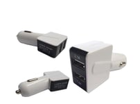 Universal Dual USB 2Amp Car Charger for All Mobile Phones / Tabs & 3 in1 Cable