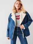 Levi's Sherpa Flight Denim Jacket - In The Air, Blue, Size L, Women