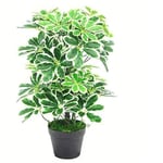 Leaf Arbre Parapluie Artificiel Schefflera Arboricola avec Pot en Plastique Noir 55 cm, Buisson Léger de 55 cm., 55cm Light Bush