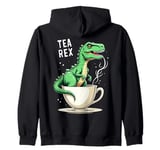 Tea Rex T-Rex Tea Lover Dinosaur Pun Joke Zip Hoodie