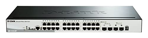 D-Link DGS-1510-28P/E, 28-Ports Layer 2/3 Smart Managed Gigabit Stack Switch (24x 10/100/1000 Mbit/s PoE Ports, 2X SFP, 2X 10G SFP+) - Cordon d'alimentation UE Uniquement